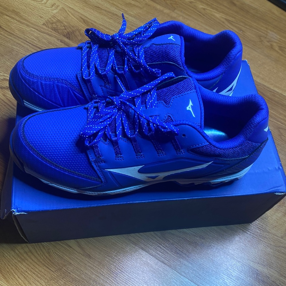 Brand new blue metal softball cleats